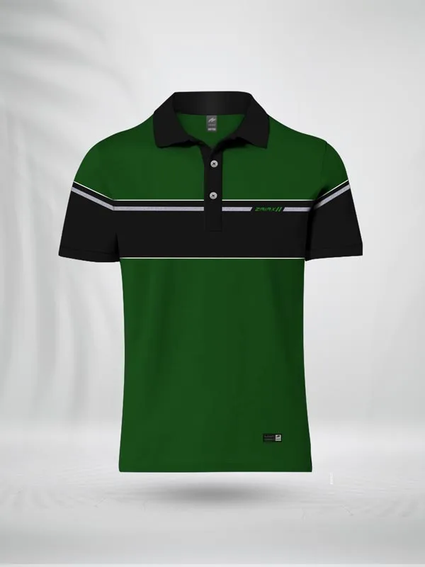 PLBGBBG ZAIAX BOTTOL GREEN BLACK COMBINATION POLO SHIRT - PLBGBBG