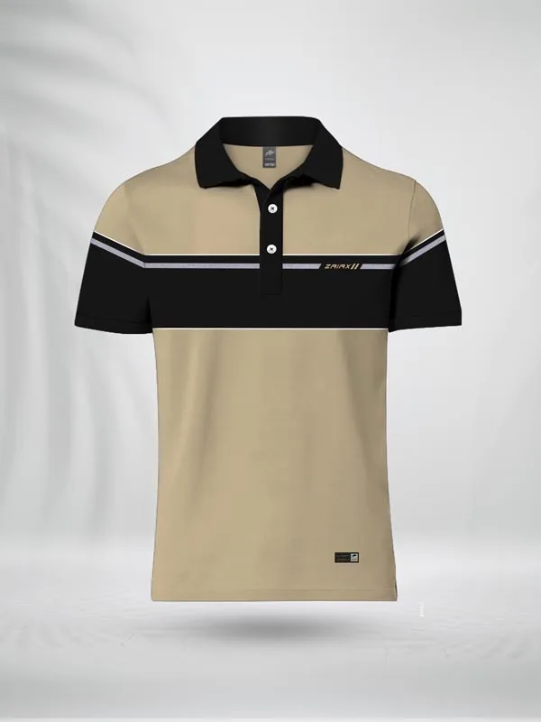 PLCBC ZAIAX CREAM BLACK COMBINATION POLO SHIRT - PLCBC