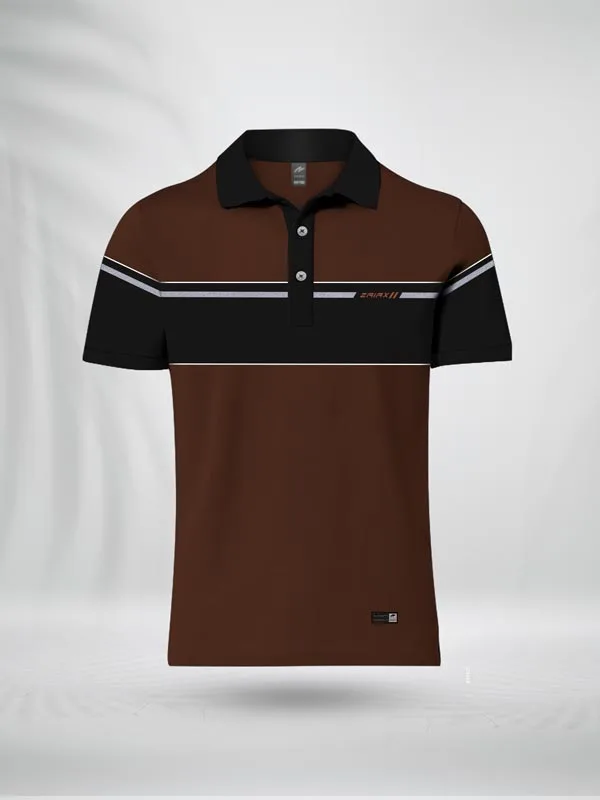 PLCFBCF ZAIAX COFFEE BLACK COMBINATION POLO SHIRT - PLCFBCF