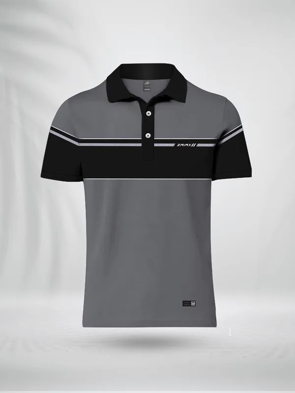 PLGBG ZAIAX GREY BLACK COMBINATION POLO SHIRT - PLGBG