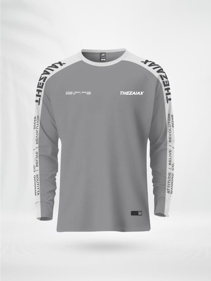 FLTHEZX ZAIAX WHITE GRAY FULL SLEEVE DESIGN TSHIRT – FLTHEZX